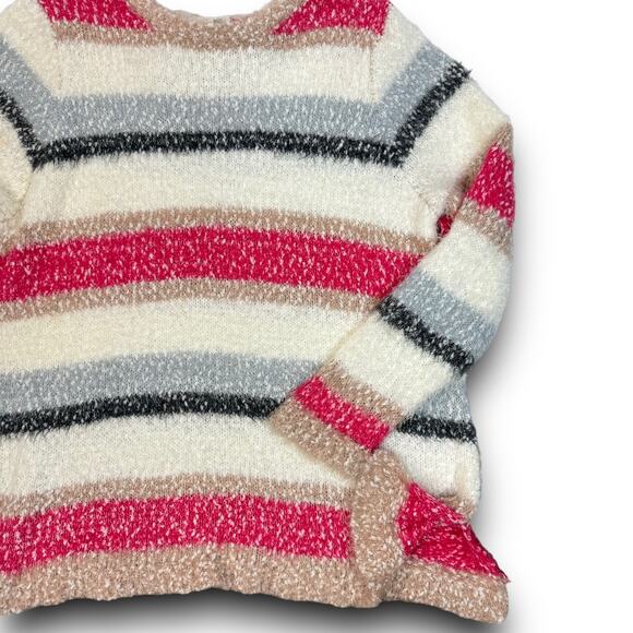 NEW Lane Bryant Striped Sweater Relaxed Fit Tie Neck Cream Pink Tan Gray 26/28 - Picture 3 of 6